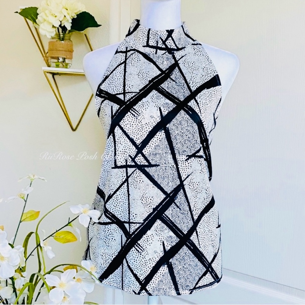 NWT Marc New York Black and White Abstract Halter Top